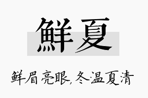 鲜夏名字的寓意及含义