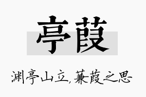 亭葭名字的寓意及含义