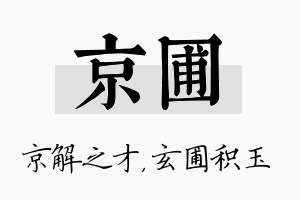 京圃名字的寓意及含义