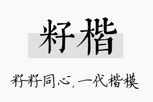 籽楷名字的寓意及含义