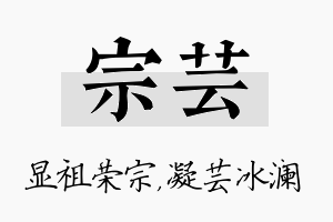 宗芸名字的寓意及含义