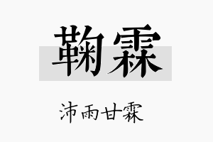 鞠霖名字的寓意及含义