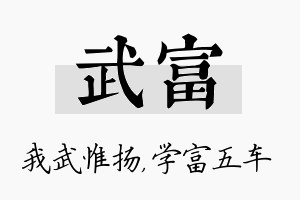 武富名字的寓意及含义