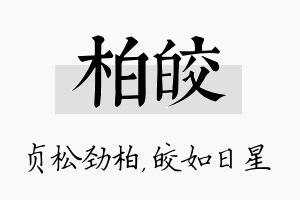 柏皎名字的寓意及含义