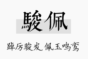 骏佩名字的寓意及含义