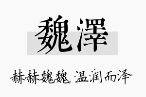 魏泽名字的寓意及含义