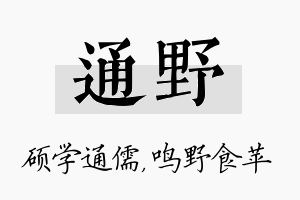 通野名字的寓意及含义