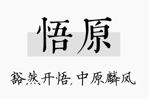 悟原名字的寓意及含义