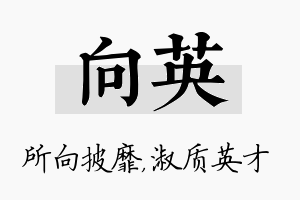 向英名字的寓意及含义