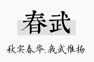 春武名字的寓意及含义