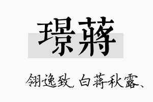 璟蒋名字的寓意及含义