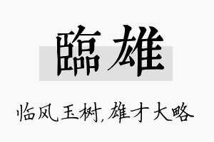 临雄名字的寓意及含义