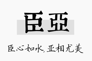 臣亚名字的寓意及含义