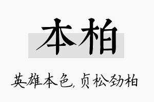 本柏名字的寓意及含义