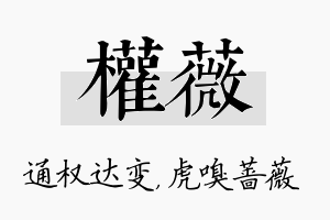 权薇名字的寓意及含义