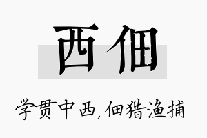 西佃名字的寓意及含义