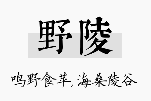 野陵名字的寓意及含义