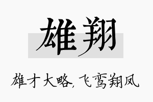 雄翔名字的寓意及含义