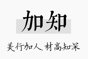 加知名字的寓意及含义