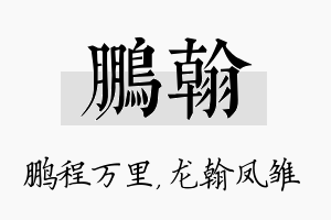 鹏翰名字的寓意及含义