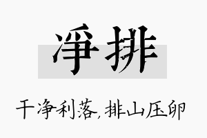 净排名字的寓意及含义