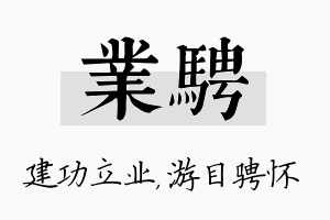 业骋名字的寓意及含义