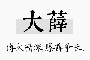 大薛名字的寓意及含义