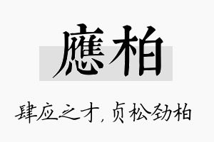 应柏名字的寓意及含义