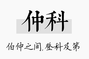 仲科名字的寓意及含义