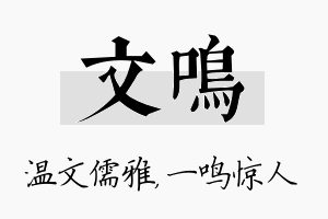 文鸣名字的寓意及含义