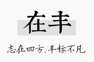 在丰名字的寓意及含义