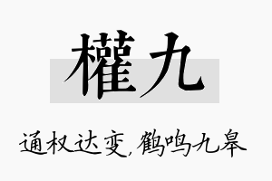 权九名字的寓意及含义