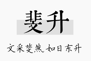 斐升名字的寓意及含义