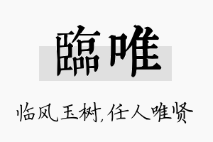 临唯名字的寓意及含义