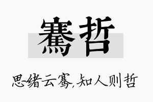 骞哲名字的寓意及含义