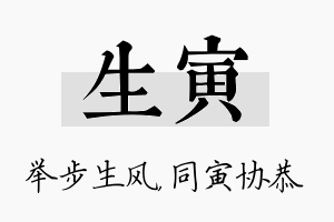 生寅名字的寓意及含义