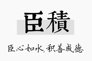 臣积名字的寓意及含义