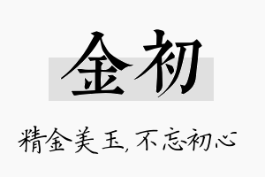 金初名字的寓意及含义