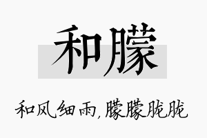 和朦名字的寓意及含义