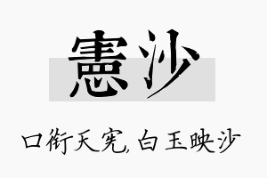 宪沙名字的寓意及含义