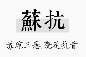 苏抗名字的寓意及含义