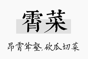 霄菜名字的寓意及含义