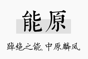 能原名字的寓意及含义