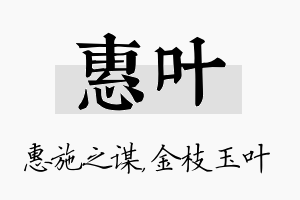 惠叶名字的寓意及含义