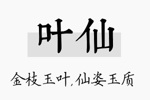 叶仙名字的寓意及含义