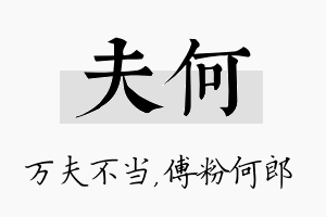 夫何名字的寓意及含义