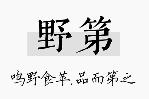 野第名字的寓意及含义