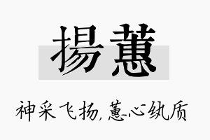 扬蕙名字的寓意及含义