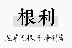 根利名字的寓意及含义