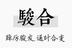 骏合名字的寓意及含义